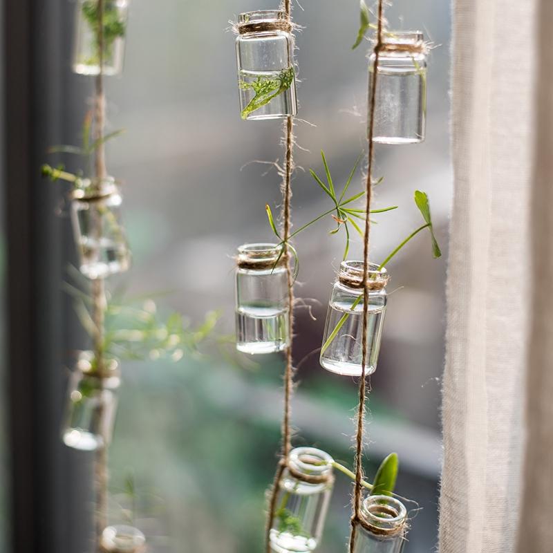Glass Planter Rope Hanging Small Planter