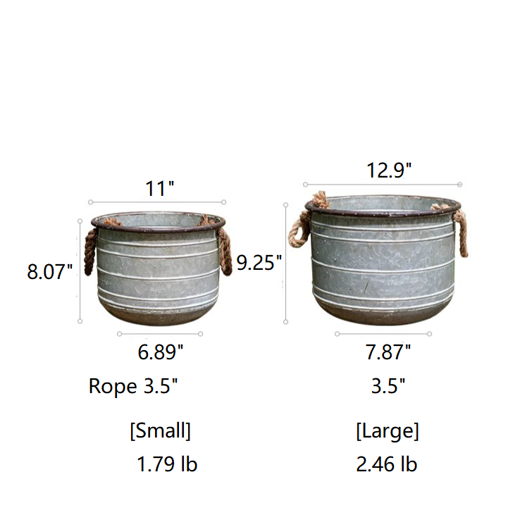 Restoration Iron Floral Bucket with Rope Handles