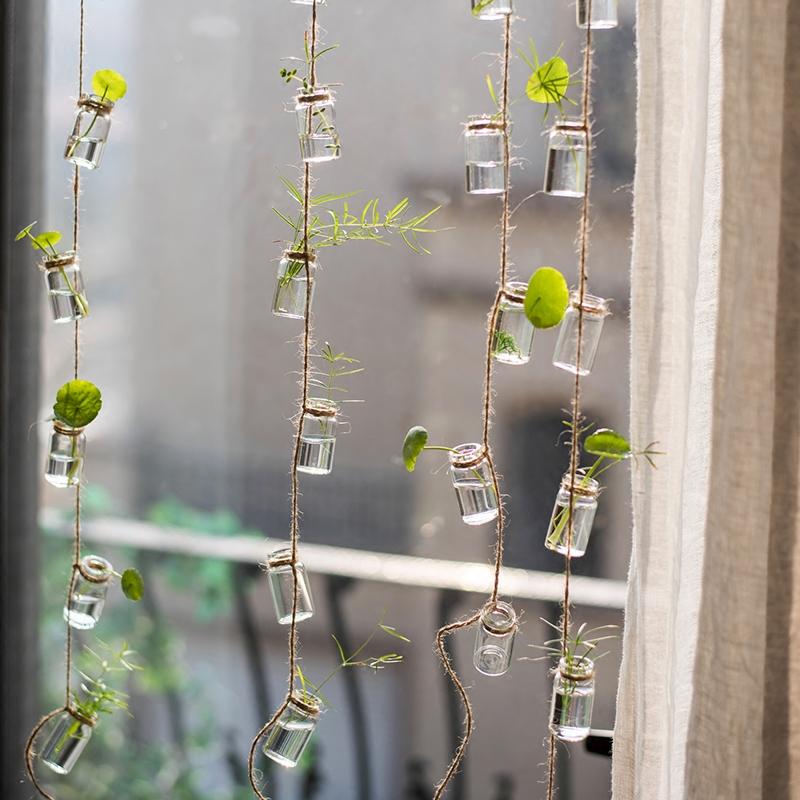 Glass Planter Rope Hanging Small Planter